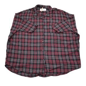 Primi Shirt Womens L Red Plaid Chest Pocket Button Up Short Sleeve Collared Top